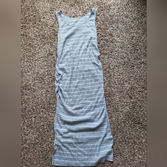 Gray and White Striped Maxi Dress Maternity Medium - Picture 1 of 3